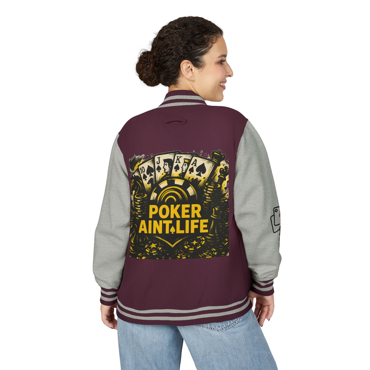 PAL Heavyweight Letterman Jacket - Gambling Theme with 'Poker Aint Life' Design