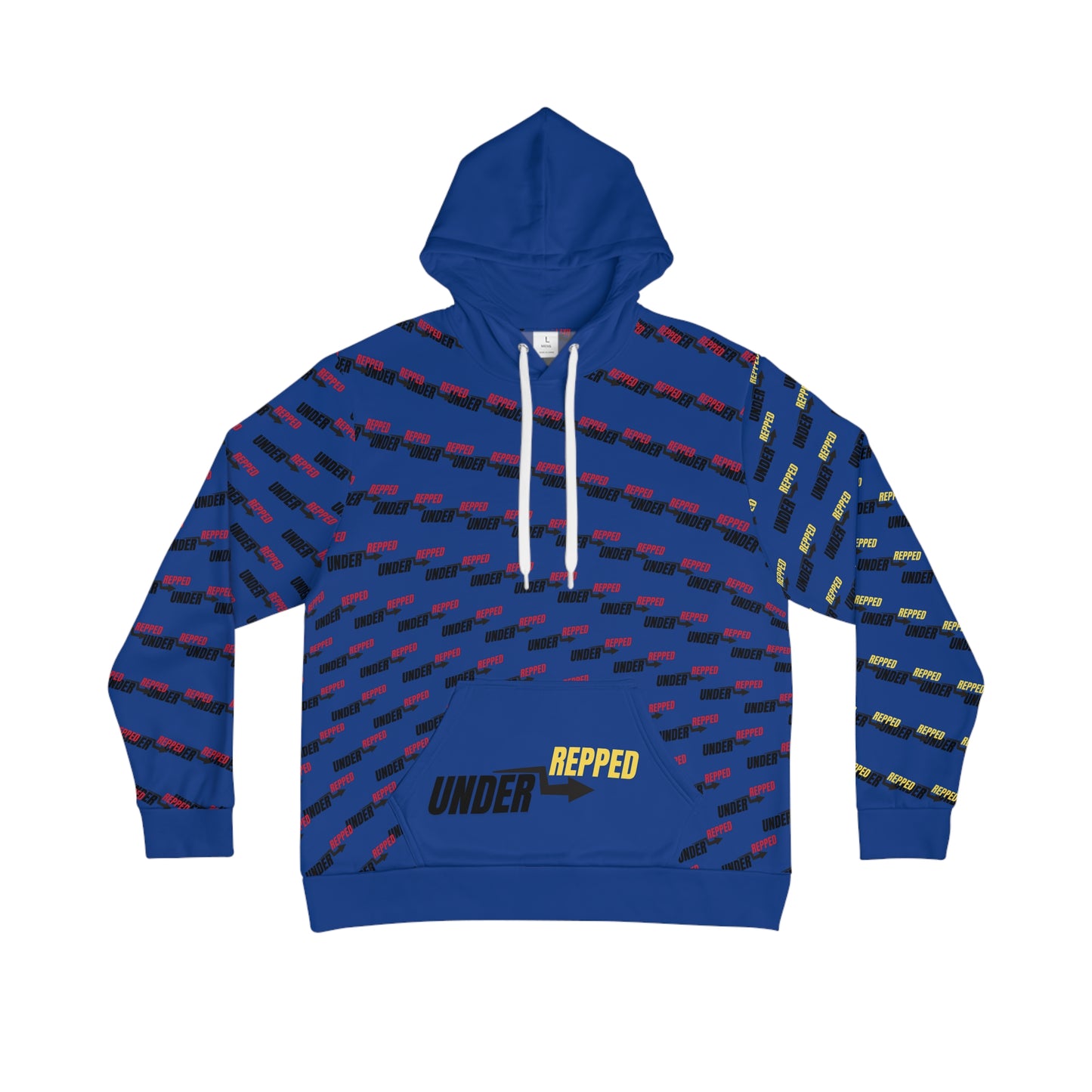 Blue Bold UnderRepped Graphic Men's Hoodie - Green Patterned Streetwear