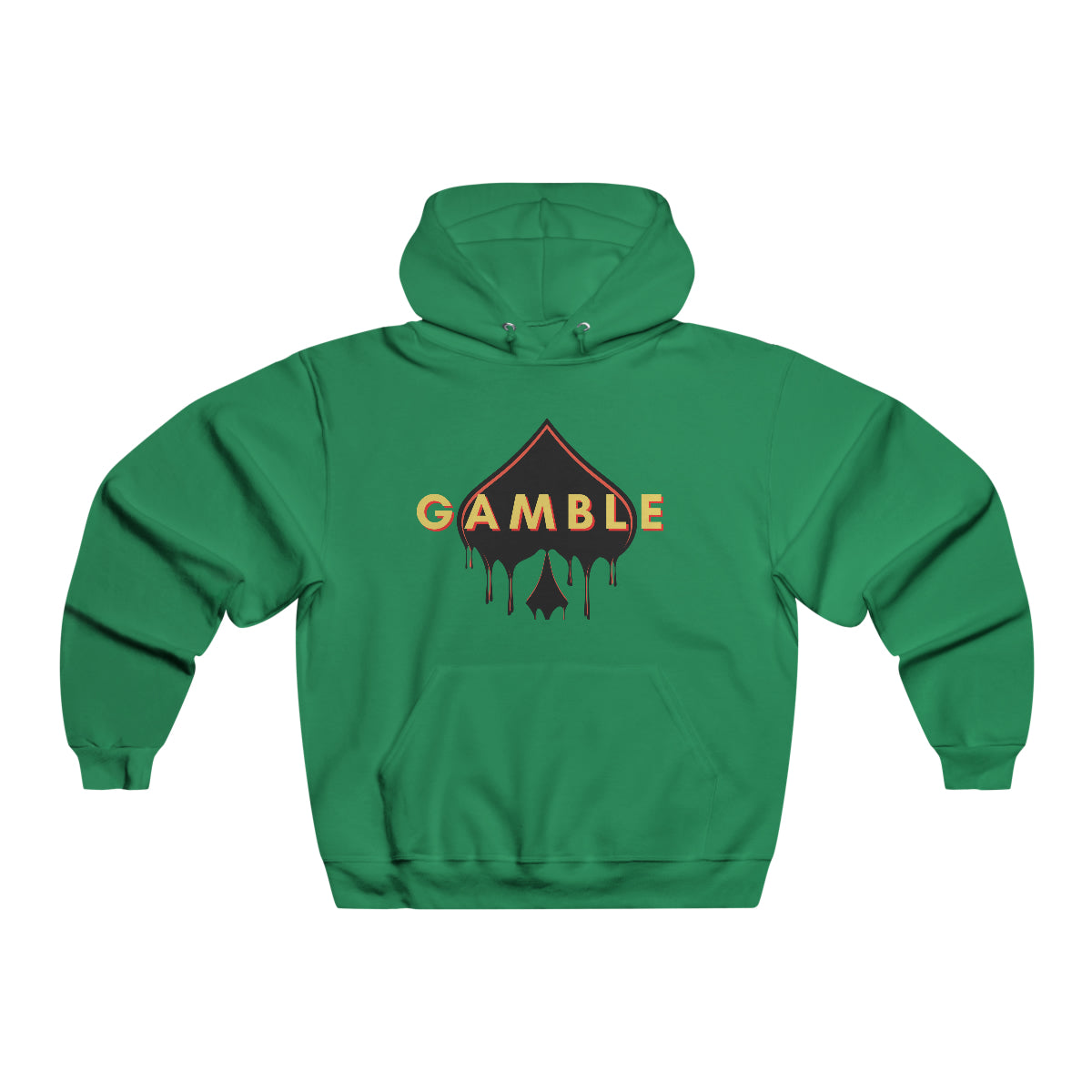Green poker hoodie featuring the iconic Gamble Drip logo. Made from a soft cotton-polyester blend, this hoodie provides comfort and style for poker enthusiasts and competitive players.