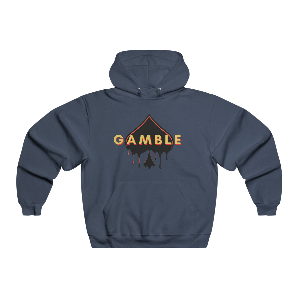 Dark Blue poker hoodie featuring the iconic Gamble Drip logo. Made from a soft cotton-polyester blend, this hoodie provides comfort and style for poker enthusiasts and competitive players.