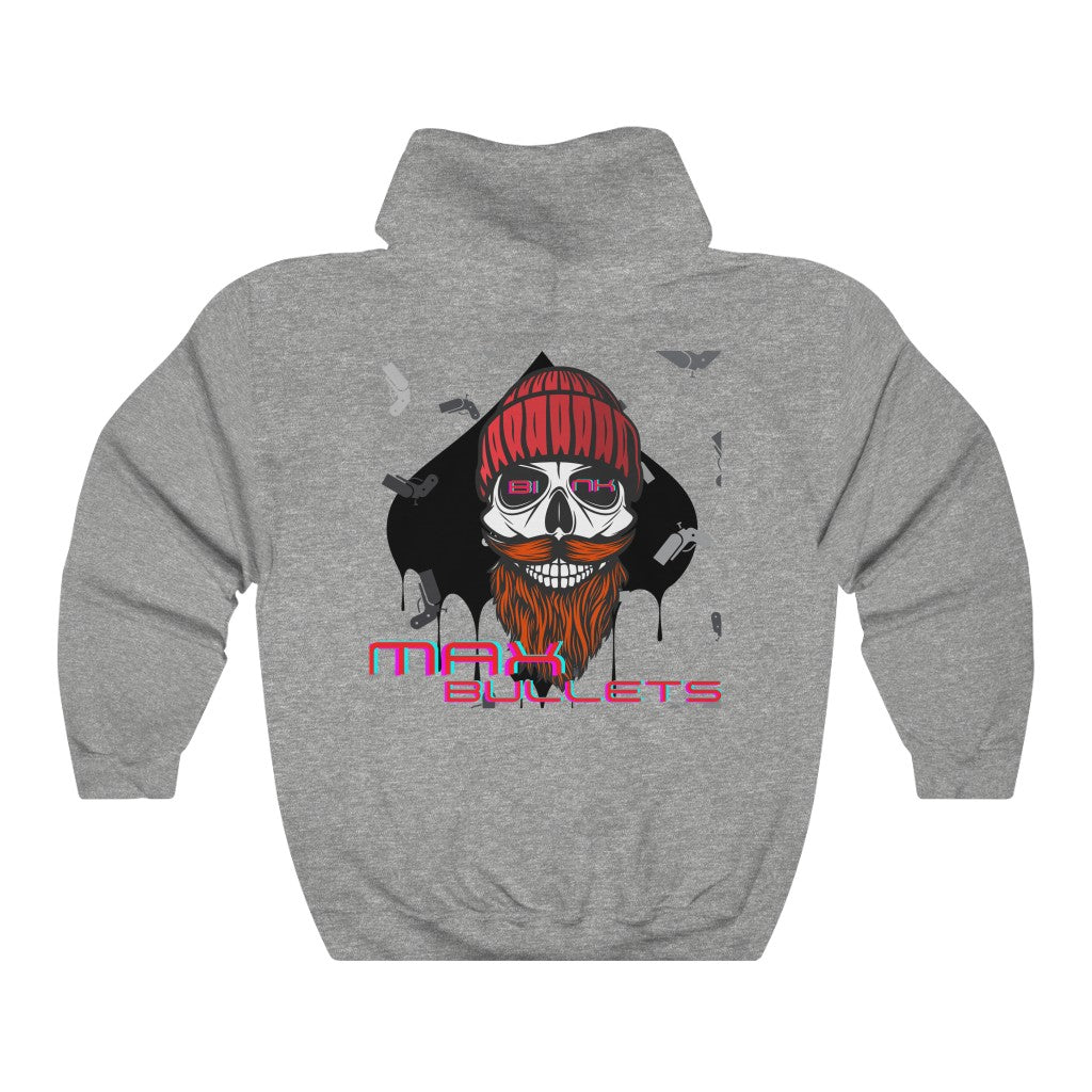 Gray poker hoodie featuring the bold Gear of Gamble logo on the front, crafted from a comfortable cotton blend perfect for poker players.