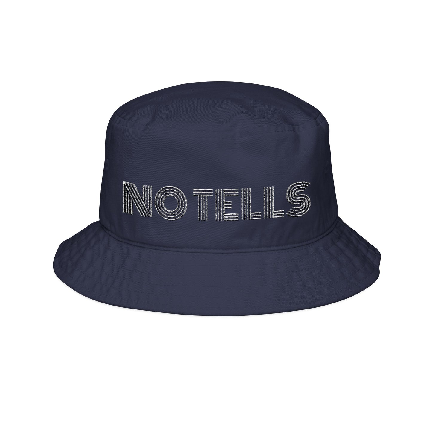 Embroidered Bucket Hat with 'NO TELLS' Design, Casual Headwear, Summer Outdoors, Beach Accessory, Trendy Gift, Street Style