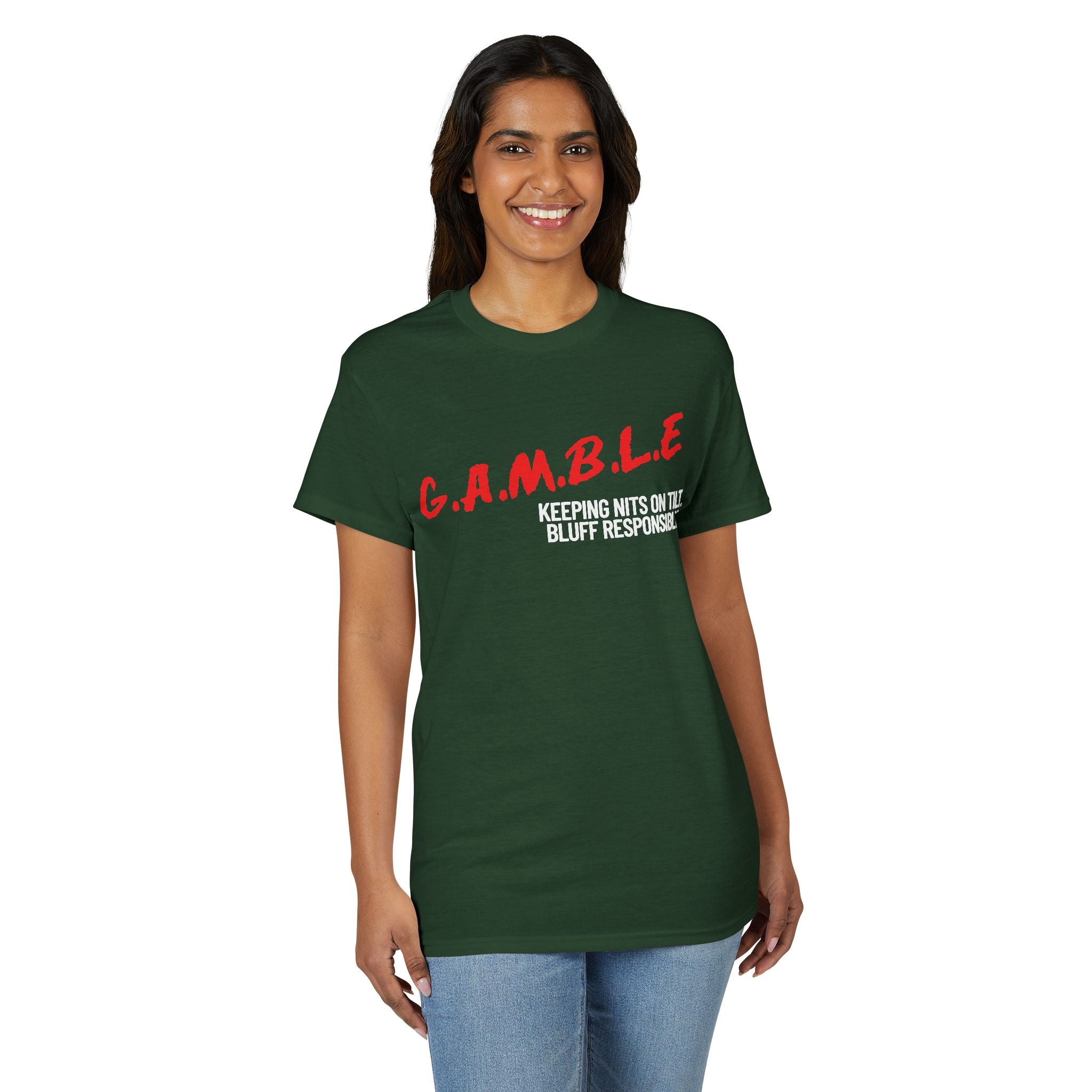 G.A.M.B.L.E. Graphic T-Shirt — Bold Red Lettering Casual Tee
