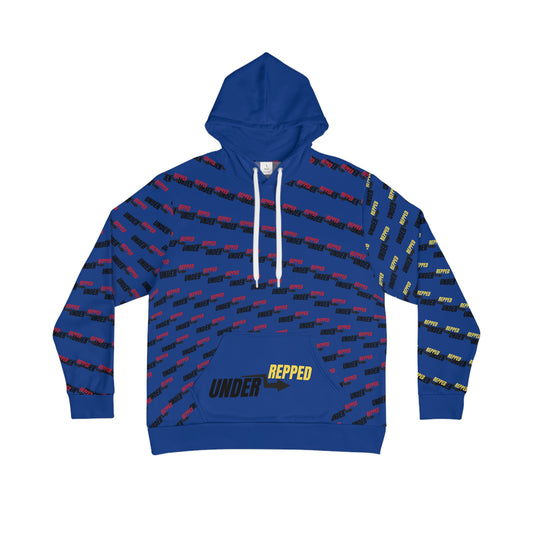 Blue Bold UnderRepped Graphic Men's Hoodie - Green Patterned Streetwear