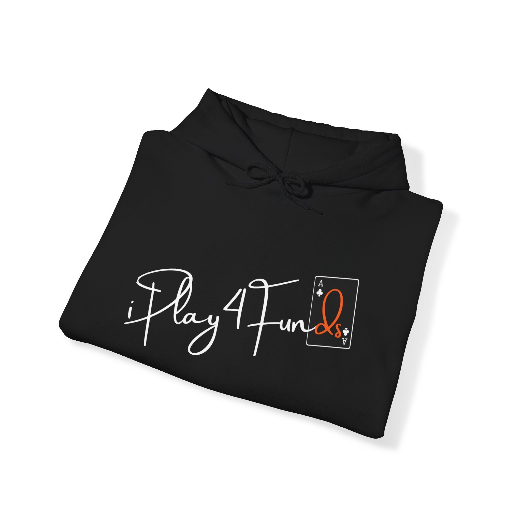 Black iPlay4Funds Poker apparel Hoodie featuring the iconic ‘iPlay4Funds’ logo on the chest. Crafted from a cotton-polyester blend, perfect for poker players who want to showcase their passion and stay cozy.