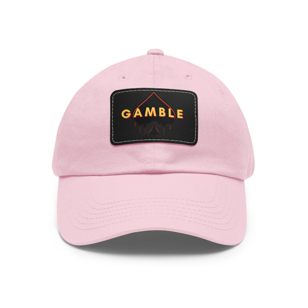 Pink Bluff Master Poker Trucker Hat with Gear Of Gamble logo and breathable mesh back with adjustable snapback, perfect poker apparel for strategic players and enthusiasts