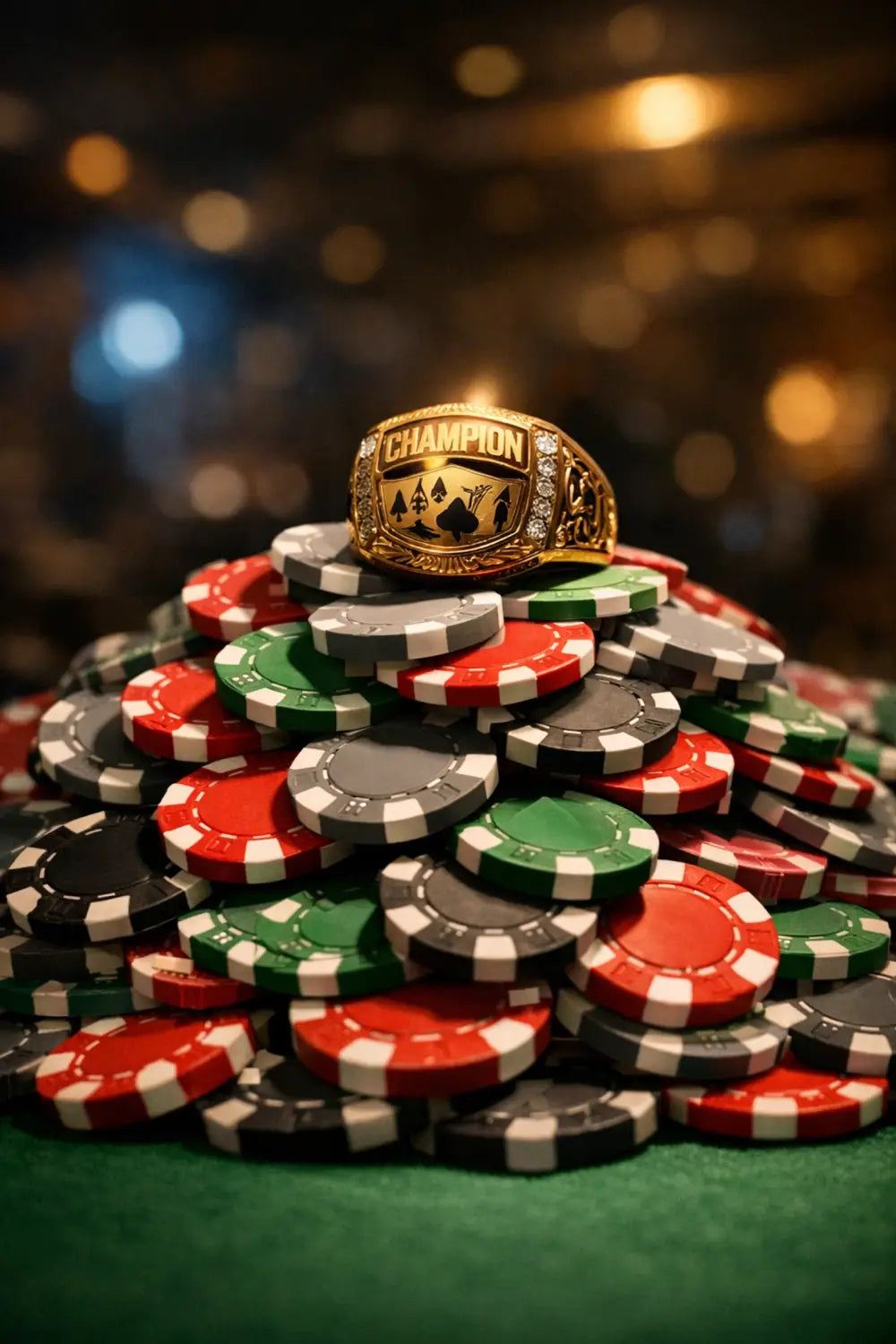 WSOP Circuit championship ring and poker chips at Horseshoe Hammond - Gear of Gamble poker merchandise