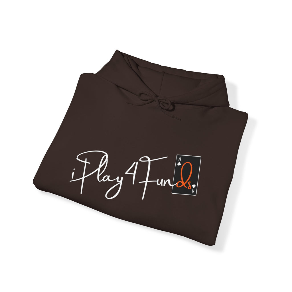 Brown iPlay4Funds Poker apparel Hoodie featuring the iconic ‘iPlay4Funds’ logo on the chest. Crafted from a cotton-polyester blend, perfect for poker players who want to showcase their passion and stay cozy.