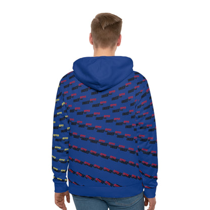Blue Bold UnderRepped Graphic Men's Hoodie - Green Patterned Streetwear