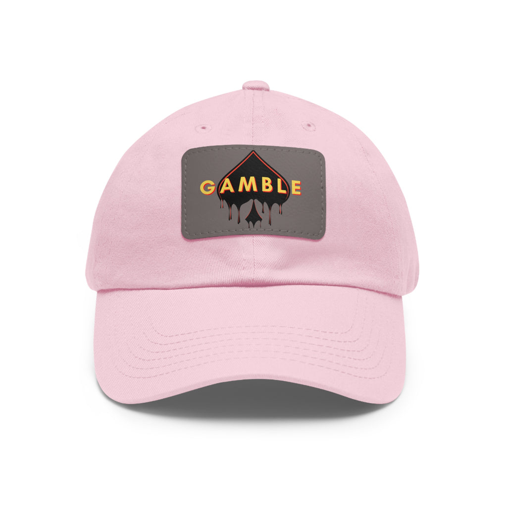 pink Bluff Master Poker Trucker Hat with Gear Of Gamble logo and breathable mesh back with adjustable snapback, perfect poker apparel for strategic players and enthusiasts