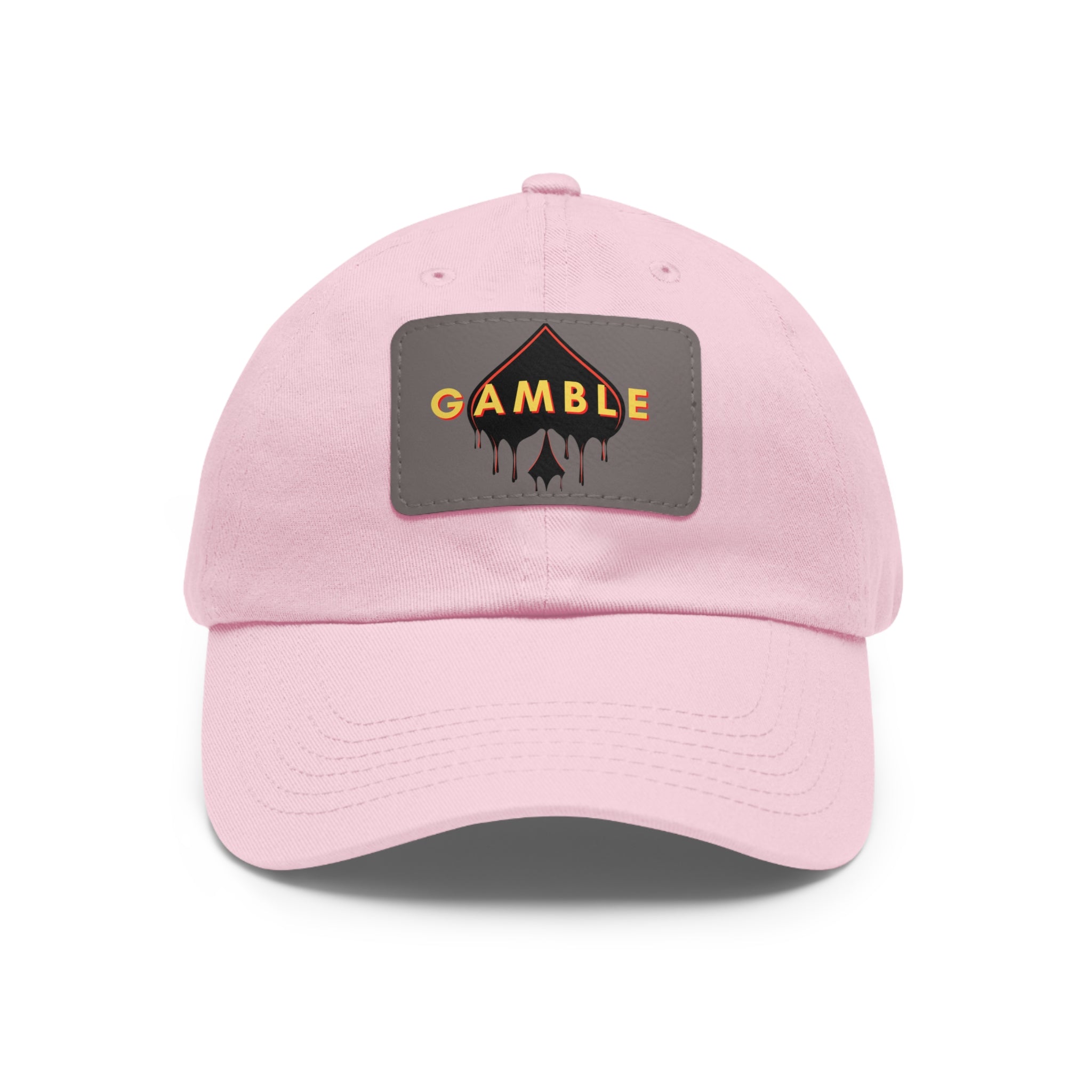 pink Bluff Master Poker Trucker Hat with Gear Of Gamble logo and breathable mesh back with adjustable snapback, perfect poker apparel for strategic players and enthusiasts