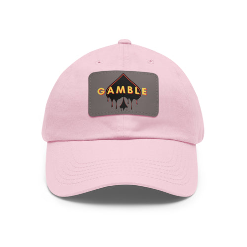 pink Bluff Master Poker Trucker Hat with Gear Of Gamble logo and breathable mesh back with adjustable snapback, perfect poker apparel for strategic players and enthusiasts