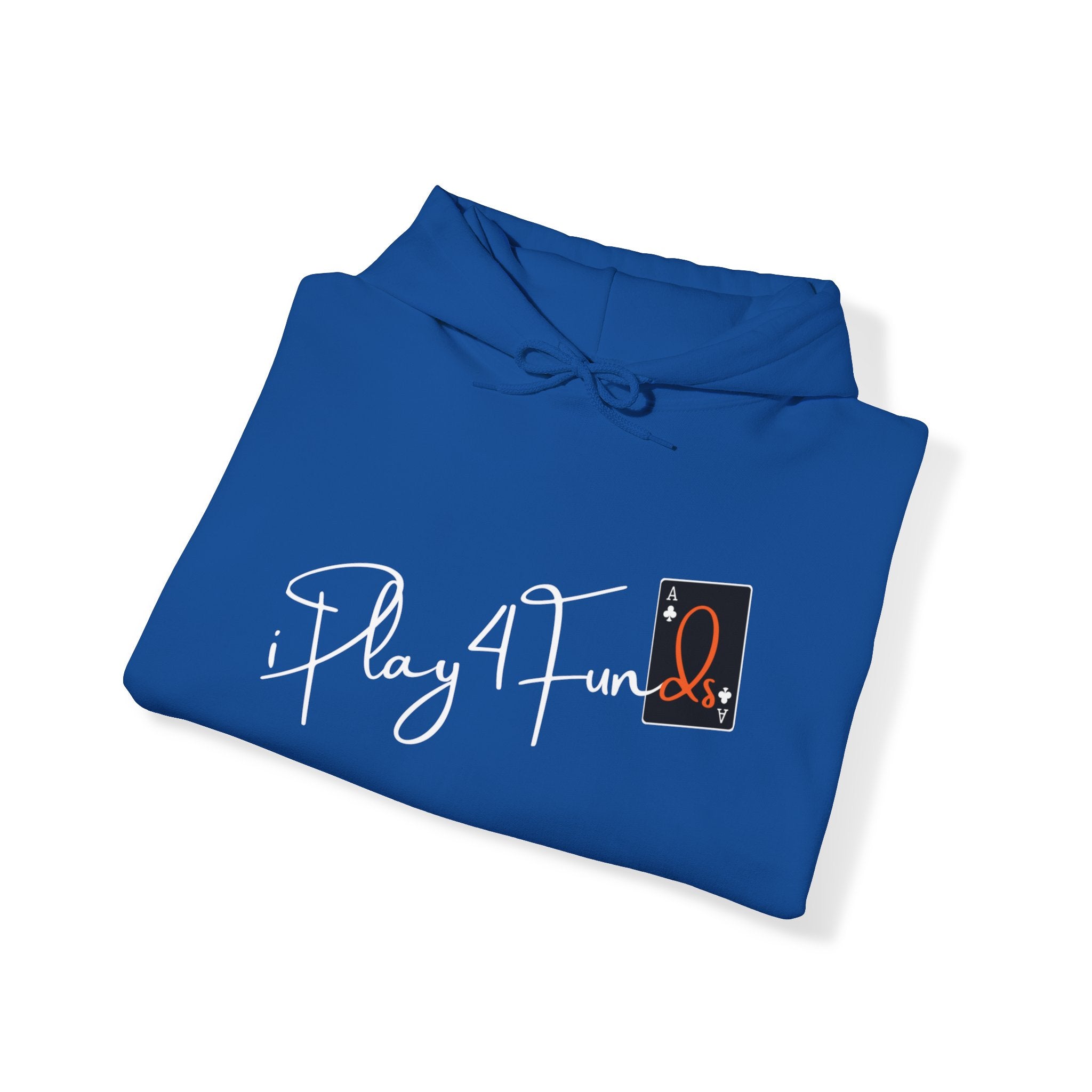 Blue iPlay4Funds Poker apparel Hoodie featuring the iconic ‘iPlay4Funds’ logo on the chest. Crafted from a cotton-polyester blend, perfect for poker players who want to showcase their passion and stay cozy.