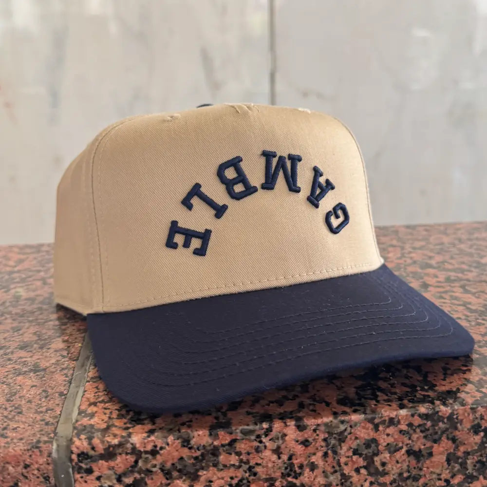 3D Puff Blue Barz Gamble Hat Embroidered - Navy/Khaki / One Size - hats