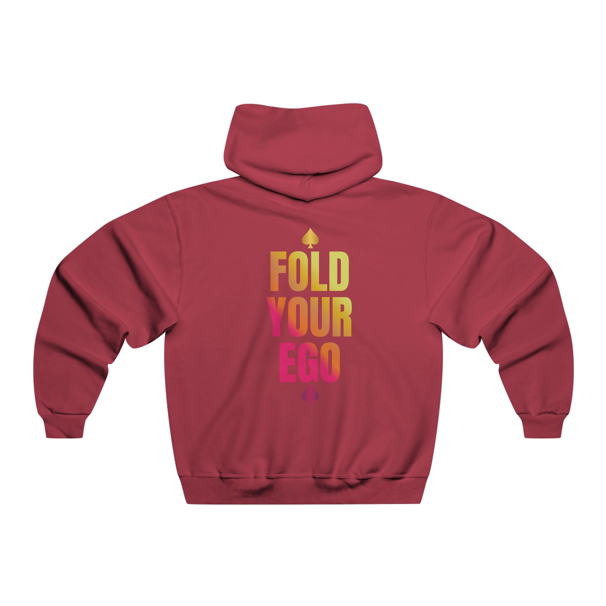 poker hoodie featuring bold “fold Your Ego” design. Made from a soft, durable fabric with an adjustable hood and spacious front pockets. Perfect poker apparel for tournament players, cash game grinders, and casual poker enthusiasts looking to showcase their love for the game.