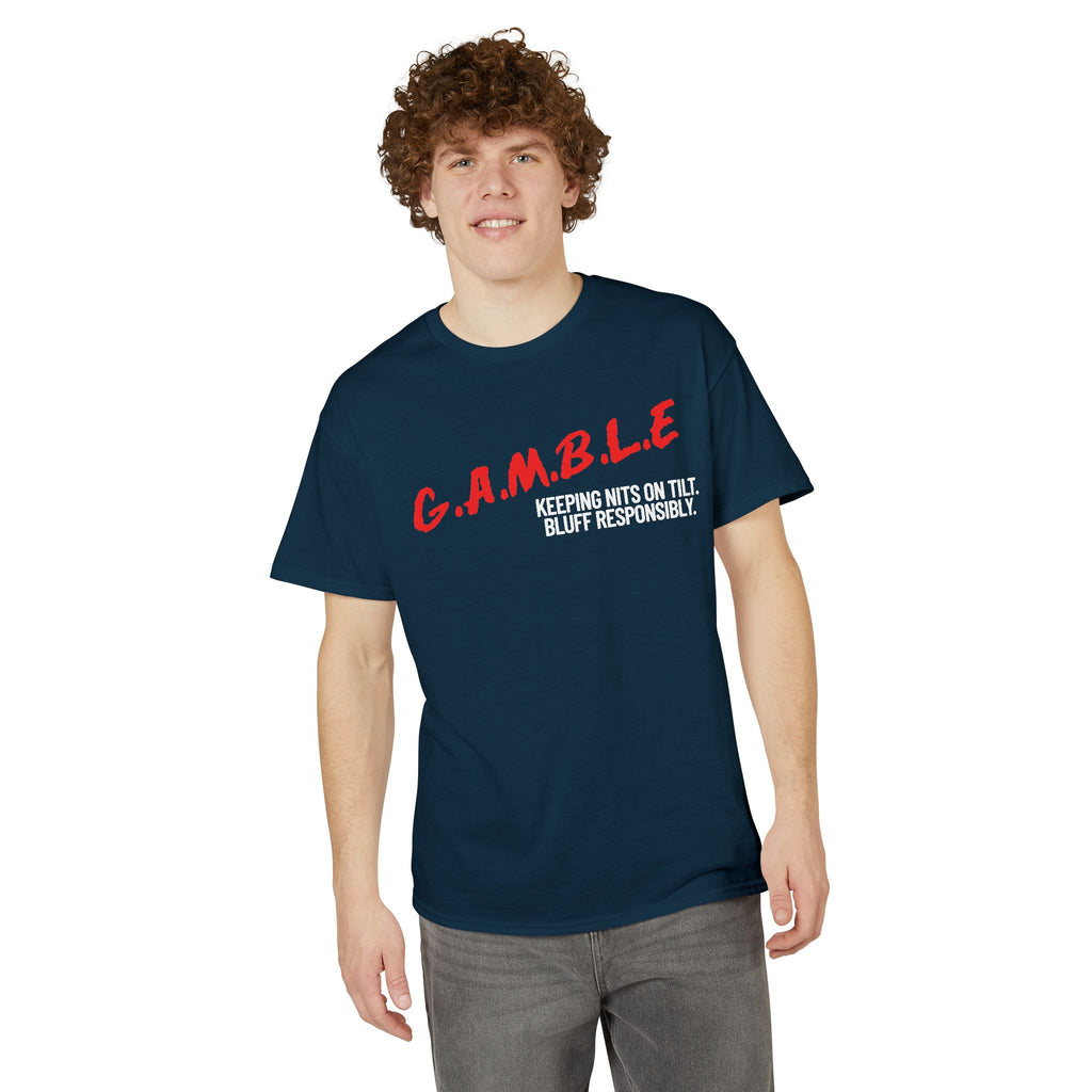 G.A.M.B.L.E. Graphic T-Shirt — Bold Red Lettering Casual Tee
