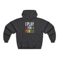 Black poker hoodie with a full-zip front, featuring bold “I Play for Funds” design. Made from a soft, durable fabric with an adjustable hood and spacious front pockets. Perfect poker apparel for tournament players, cash game grinders, and casual poker enthusiasts looking to showcase their love for the game.
