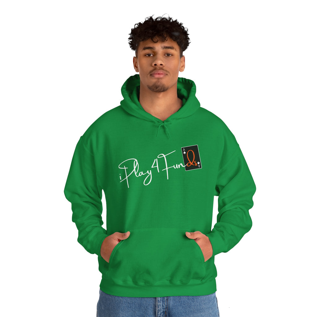 Bright Green iPlay4Funds Poker apparel Hoodie featuring the iconic ‘iPlay4Funds’ logo on the chest. Crafted from a cotton-polyester blend, perfect for poker players who want to showcase their passion and stay cozy.