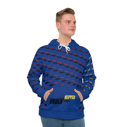 Blue Bold UnderRepped Graphic Men's Hoodie - Green Patterned Streetwear