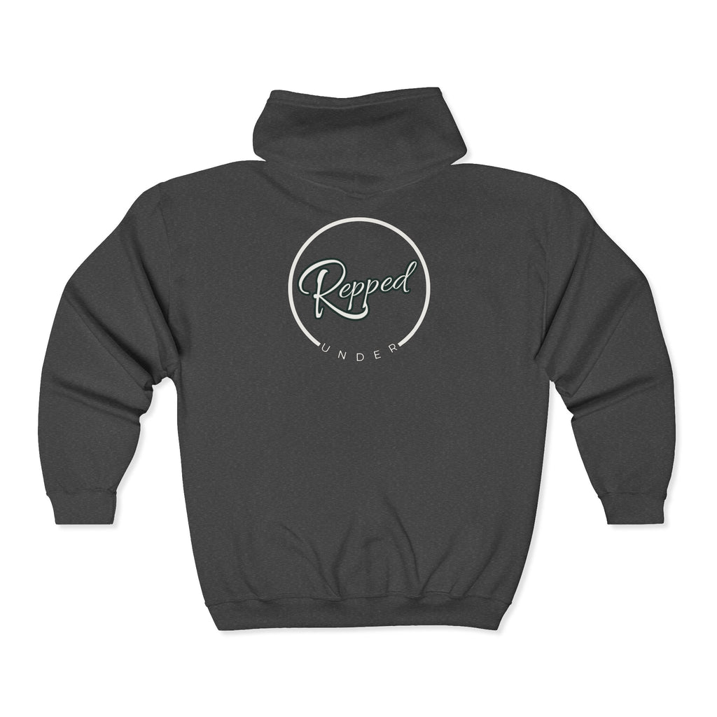 New Understepped Logo Zip Hoodie — Retro Dot-Frame Full-Zip Sweatshirt