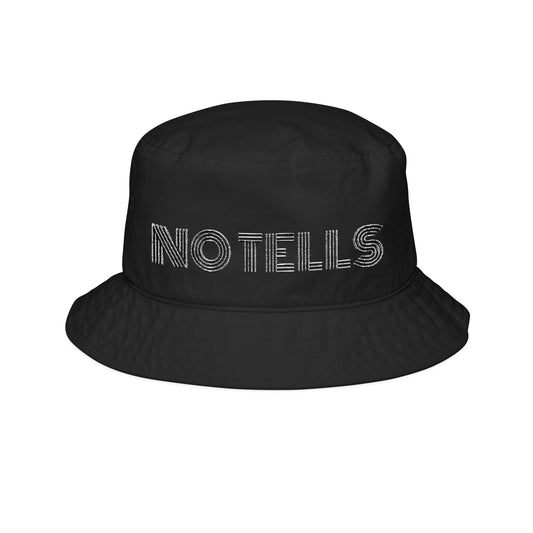 Embroidered Bucket Hat with 'NO TELLS' Design, Casual Headwear, Summer Outdoors, Beach Accessory, Trendy Gift, Street Style
