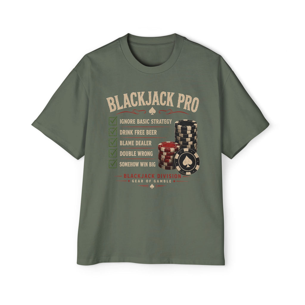 BJPRO Oversized Tee, ’Natural’ Poker Ace Graphic Shirt - Cypress / S - T-Shirt