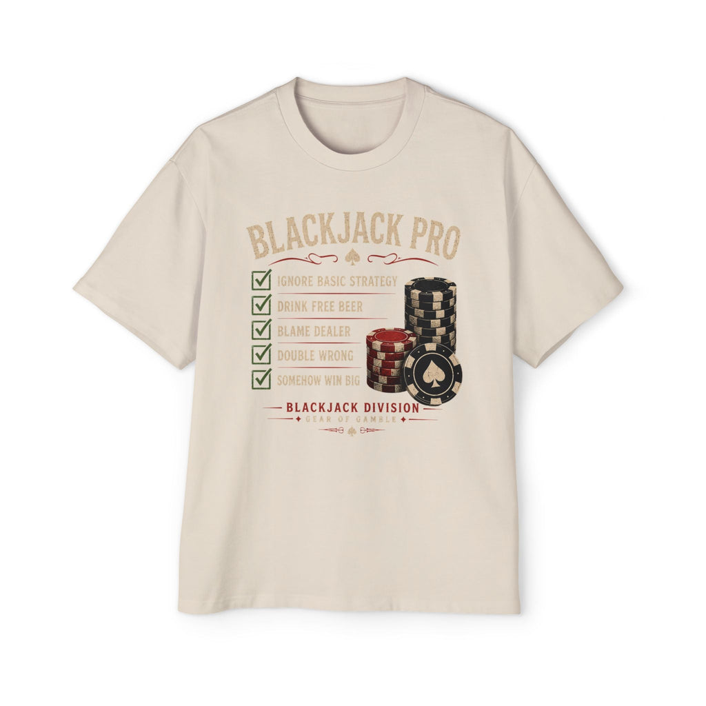 BJPRO Oversized Tee, ’Natural’ Poker Ace Graphic Shirt - Ecru / S - T-Shirt