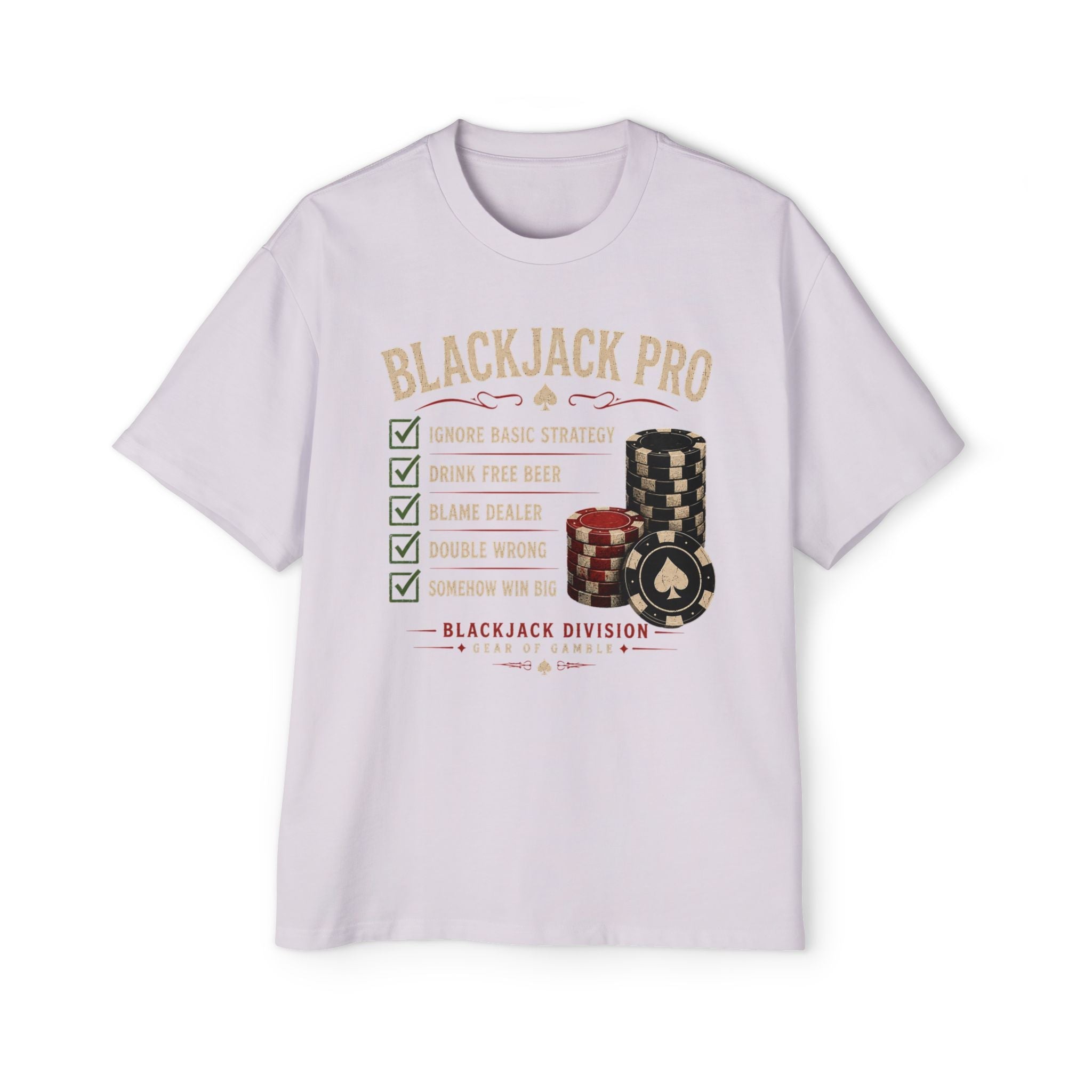 BJPRO Oversized Tee, ’Natural’ Poker Ace Graphic Shirt - Orchid / S - T-Shirt