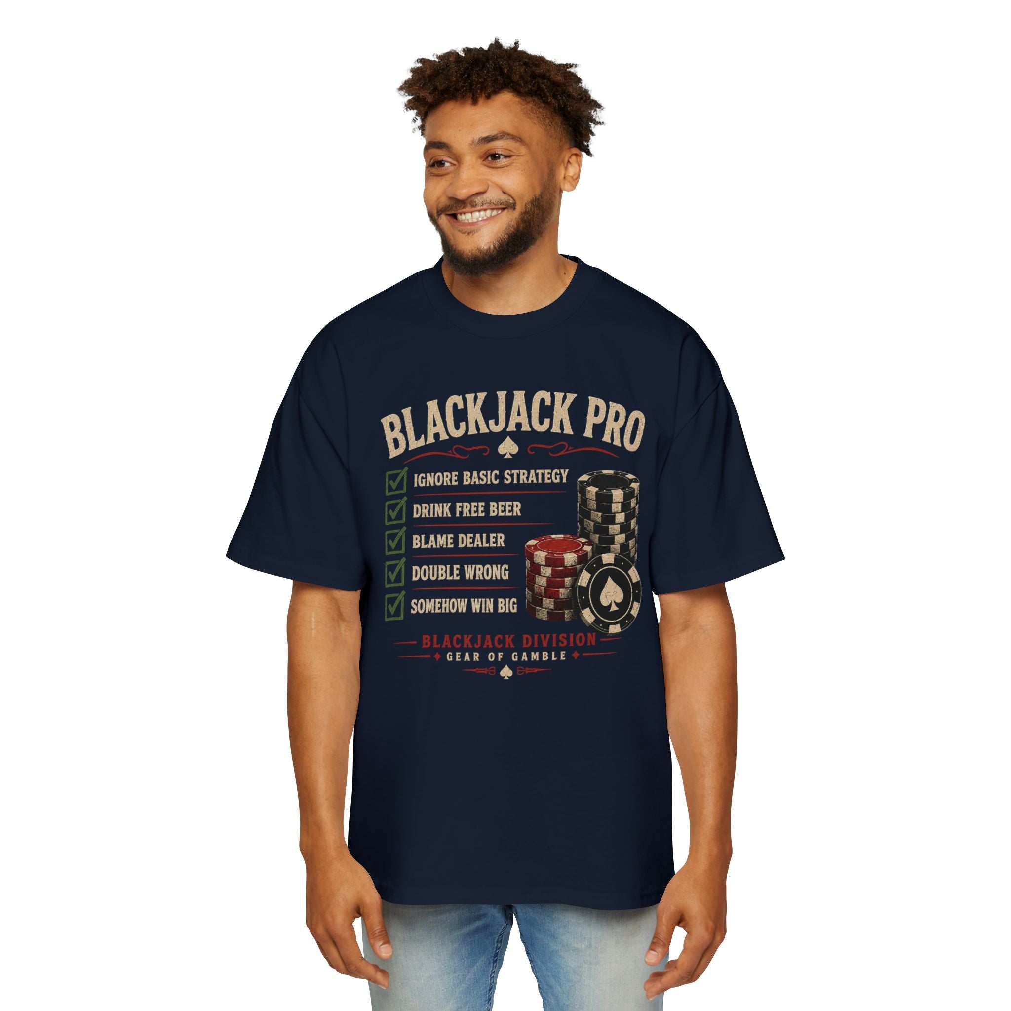 BJPRO Oversized Tee, ’Natural’ Poker Ace Graphic Shirt - T-Shirt