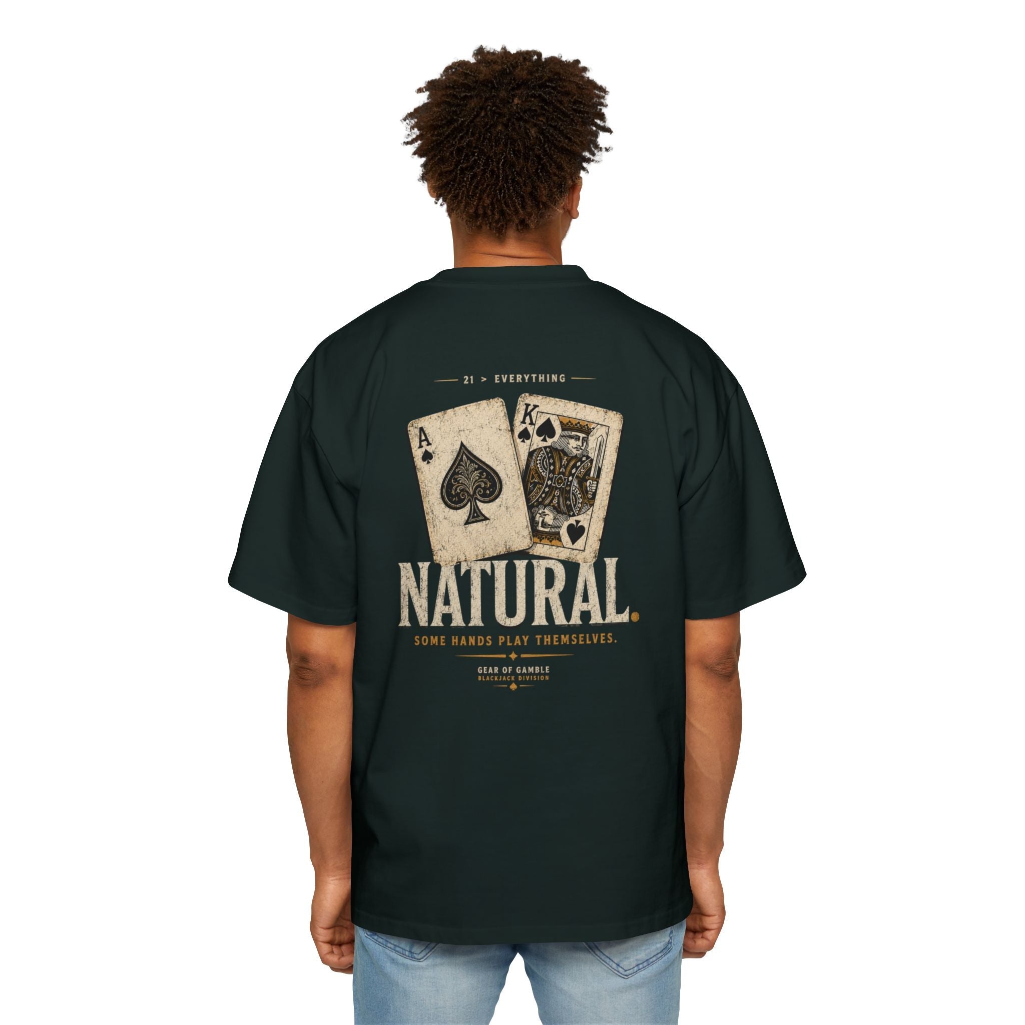 BJPRO Oversized Tee, ’Natural’ Poker Ace Graphic Shirt - T-Shirt