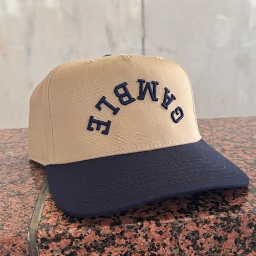 3D Puff Blue Barz Gamble Hat Embroidered - Navy/Khaki / One Size - hats