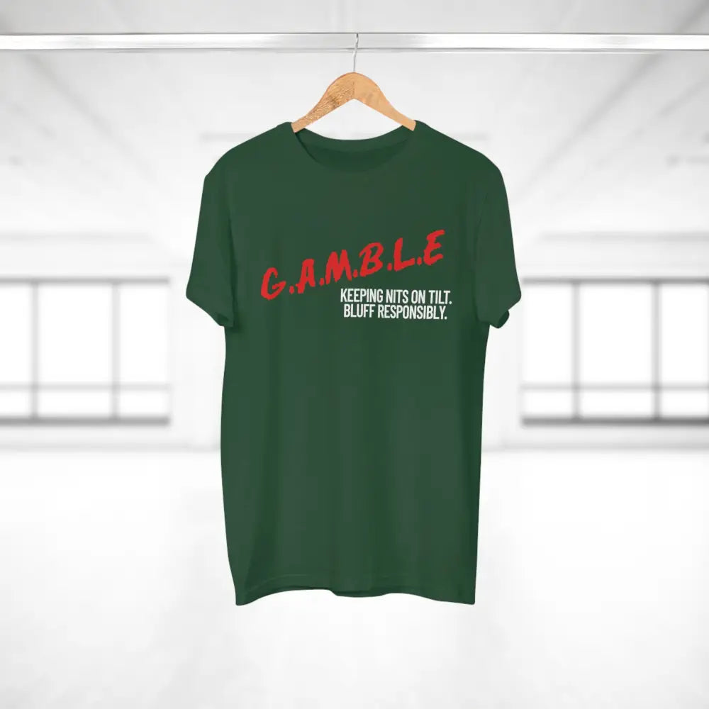 Bold "Bluff Responsibly, Keeping Nits on Tilt" gambling t-shirt – funny poker shirt for casino enthusiasts and streetwear fans.