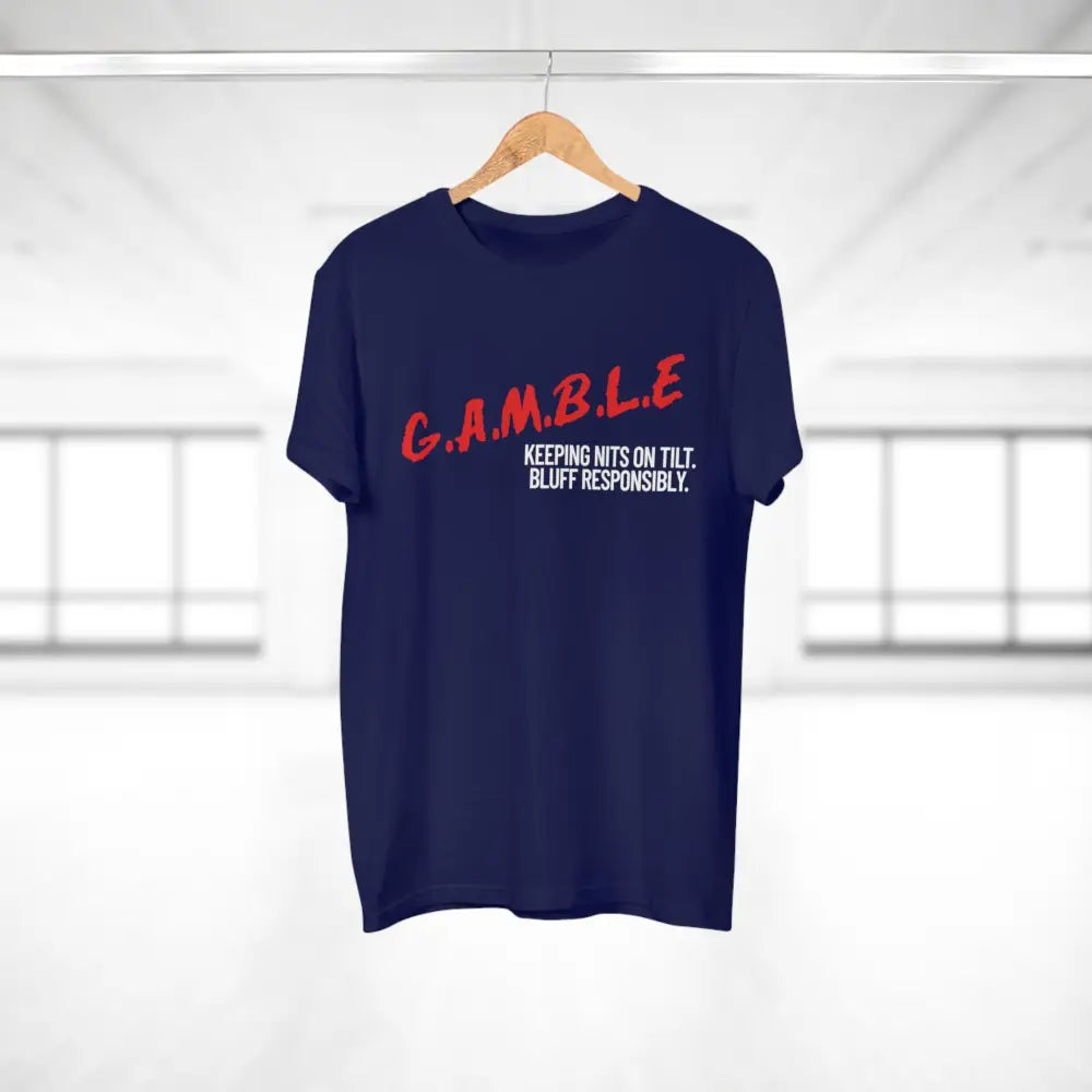 Bold "Bluff Responsibly, Keeping Nits on Tilt" gambling t-shirt – funny poker shirt for casino enthusiasts and streetwear fans.