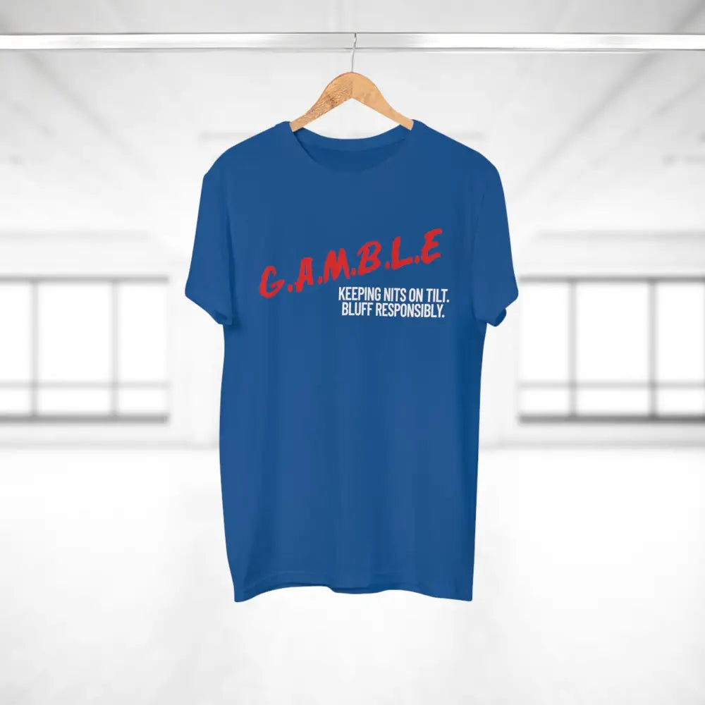 Bold "Bluff Responsibly, Keeping Nits on Tilt" gambling t-shirt – funny poker shirt for casino enthusiasts and streetwear fans.