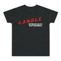 Bold "Bluff Responsibly" gambling t-shirt – funny poker shirt for casino enthusiasts and streetwear fans.