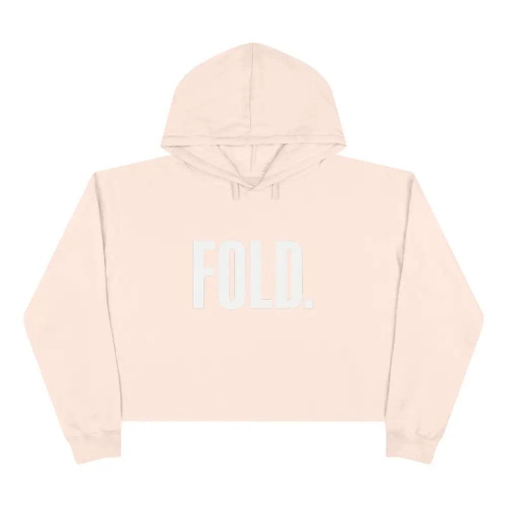 Women's poker crop hoodie with "FOLD." slogan – stylish poker apparel for female players and fans.