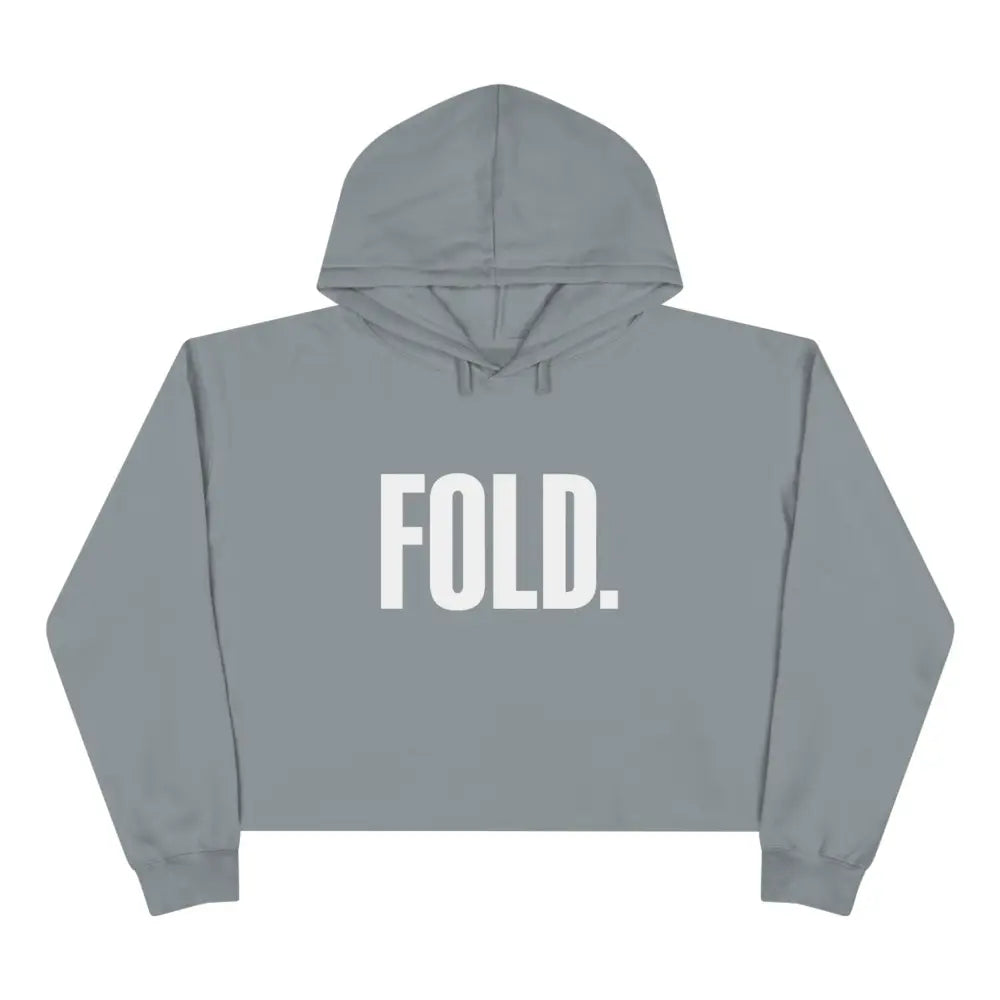 Women's poker crop hoodie with "FOLD." slogan – stylish poker apparel for female players and fans.