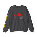 Dark Crewneck Sweatshirt - ’Poker Is Life’ Graphic with Sleeve ’Clear to Gamble’ Accent - Dark Heather / S - Sweatshirt