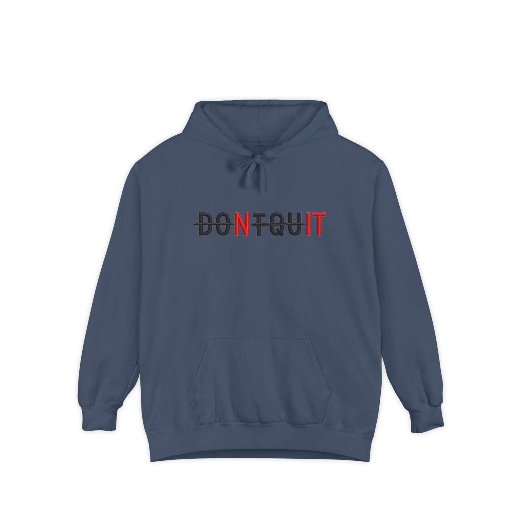 Don’t Quit Hoodie, Motivational Graphic Pullover - Denim / S - Hoodie