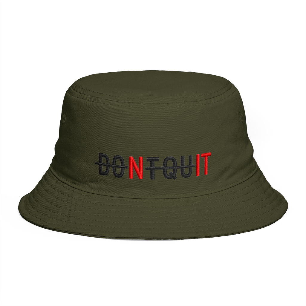 Dont Quit Nit Embroidered Bucket Hat, Streetwear Poker Player Cap - One size / Army - Hats
