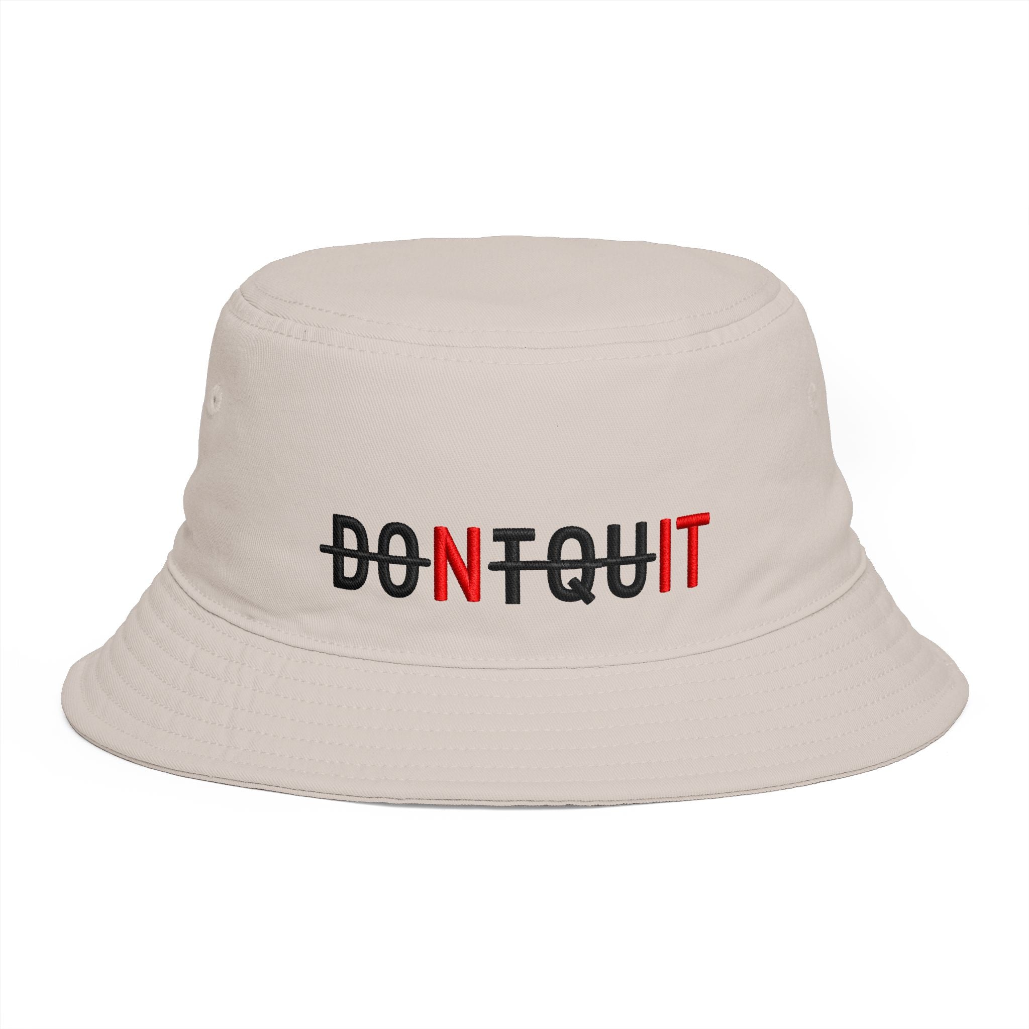 Dont Quit Nit Embroidered Bucket Hat, Streetwear Poker Player Cap - One size / Bone - Hats