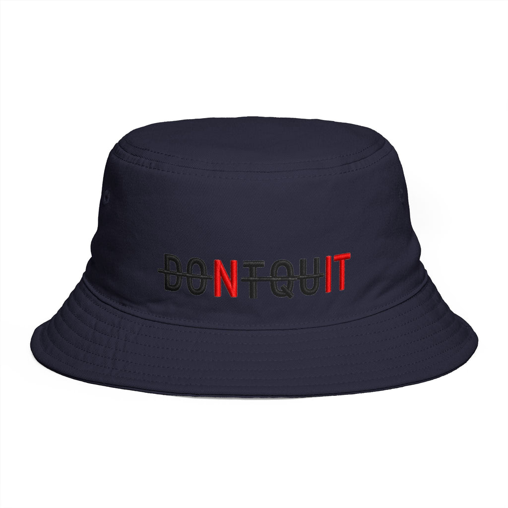Dont Quit Nit Embroidered Bucket Hat, Streetwear Poker Player Cap - One size / Navy - Hats