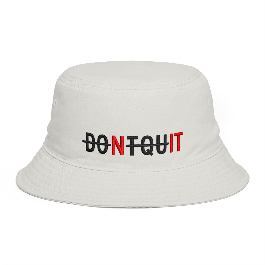 Dont Quit Nit Embroidered Bucket Hat, Streetwear Poker Player Cap - One size / Ecru - Hats