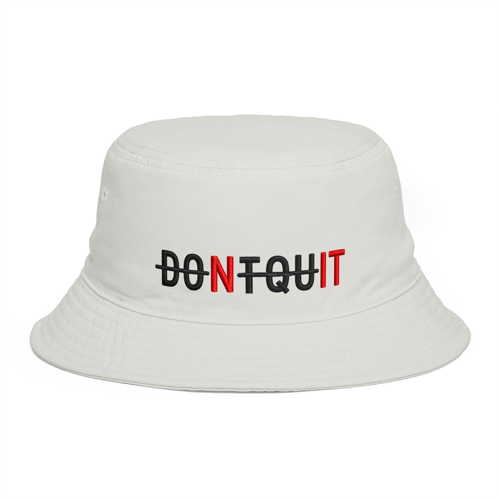 Dont Quit Nit Embroidered Bucket Hat, Streetwear Poker Player Cap - One size / Ecru - Hats