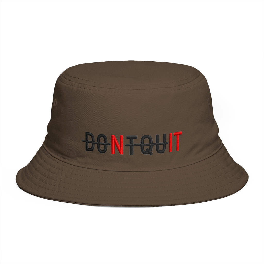 Dont Quit Nit Embroidered Bucket Hat, Streetwear Poker Player Cap - One size / Walnut - Hats