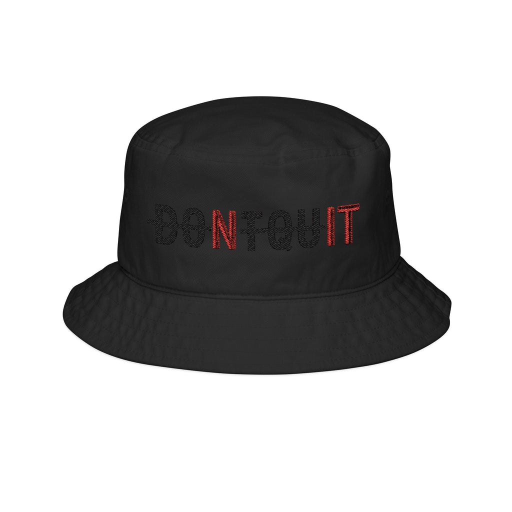 Embroidered Bucket Hat, ’DON’T QUIT NIT’ Dual-Tone Motivational Design - Black / One size - Hats