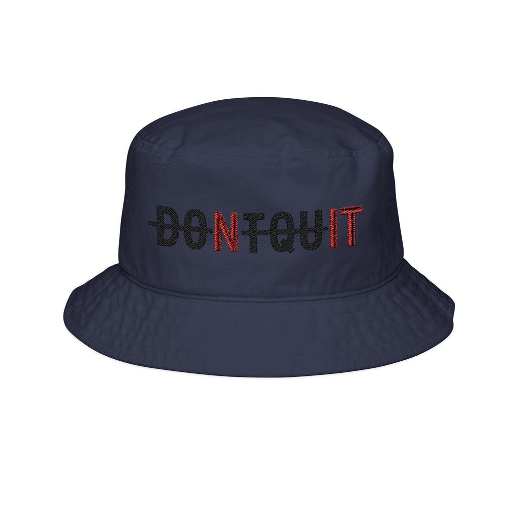 Embroidered Bucket Hat, ’DON’T QUIT NIT’ Dual-Tone Motivational Design - Navy / One size - Hats