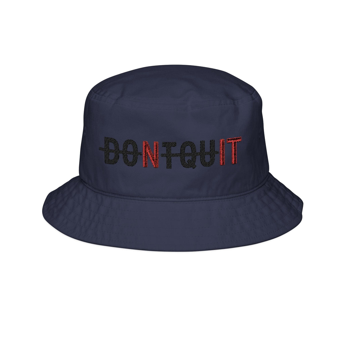 Embroidered Bucket Hat, ’DON’T QUIT NIT’ Dual-Tone Motivational Design - Navy / One size - Hats