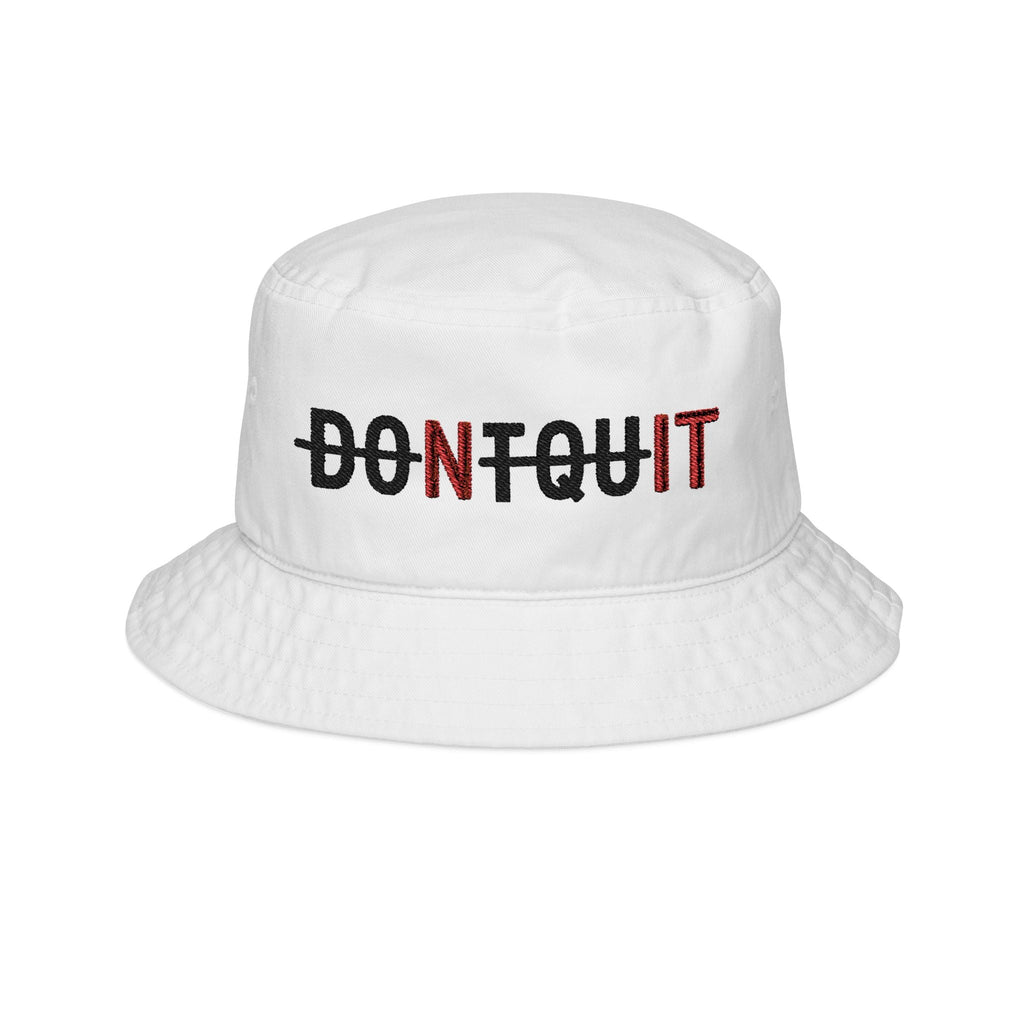 Embroidered Bucket Hat, ’DON’T QUIT NIT’ Dual-Tone Motivational Design - White / One size - Hats