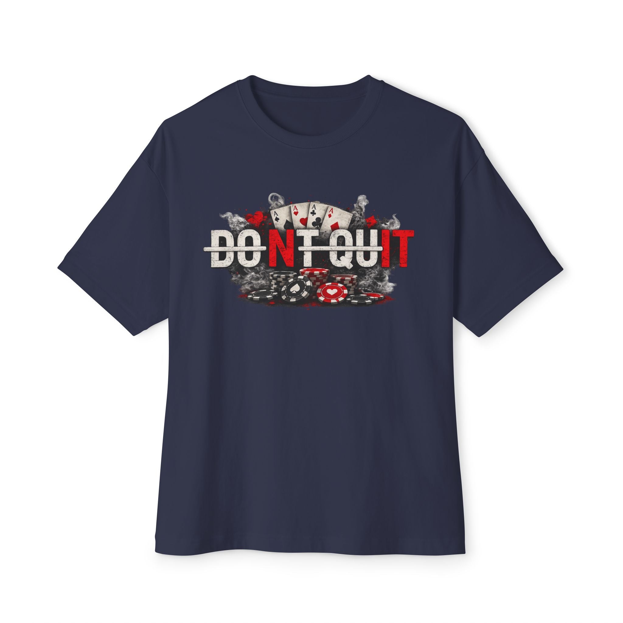 Don’t Quit Nit Poker Graphic Tee, Casino Card Game T‑Shirt - Navy / XS - T-Shirt